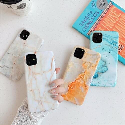 Vintage Glossy Light Color Marble Phone Cases Cover For iPhone X 7 6 6S 8 Plus Cover 11 Pro XS MAX XR 8P 7P Cover Coque Fundas