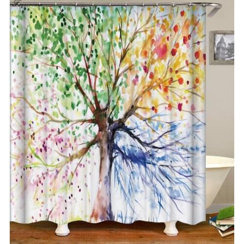 Tree Shower Curtain 3d Curtains bathroom curtain with hooks fabric flower Waterproof funny bath curtain