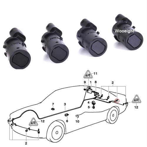 Wooeight 4Pcs Bumper Object Backup Assist Parking Sensor PDC For BMW E38 E39 E53 X5 Series 66216902182 6902182