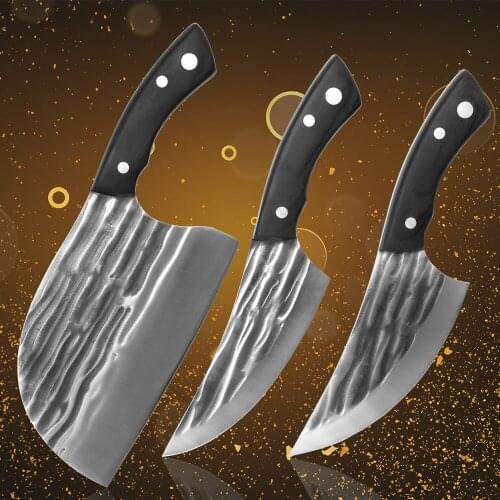 XYj 3pcs Forged Knife Set Kitchen Knives Handmade Razor Sharp 5cr15 German Stainless Steel Full Tang Wood Handle Cooking Knife
