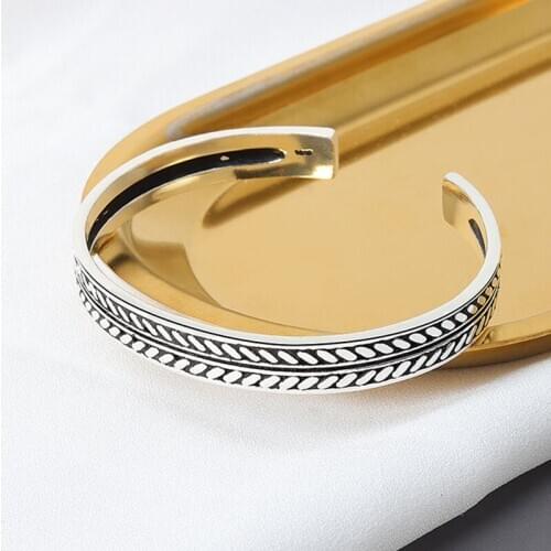 2021 New 925 Sterling Silver Adjustable Vintage Leaf Charm Bracelet &Bangle For Women Fashion Elegant Jewelry sl007