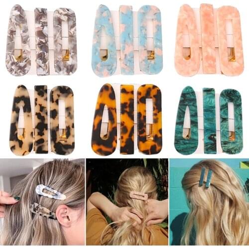 1/2/3 PCS Women Fashion Leopard Acetate Geometric Hair Clips Vintage Hairpins Barrettes Hair Accessories All Match Hair Clips