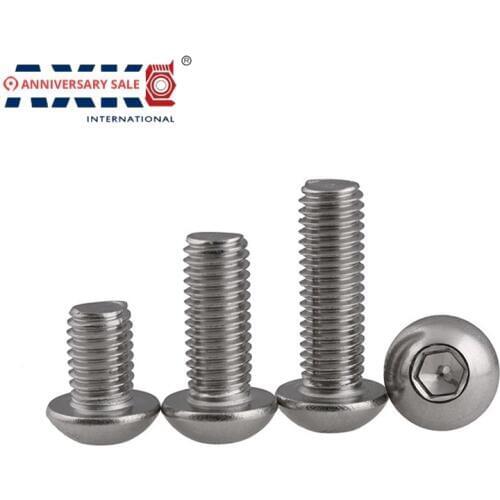 1/4-20 1/4-20*3/8 1/4-20*1/2 3/8" 1/2" 304 Stainless Steel US UNC Coarse Thread Bolt Hexagon Socket Pan Round Button Head Screw