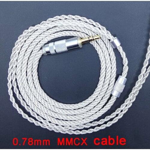 100%New Anti-oxidation eight-strand single crystal copper silver-plated earphone upgrade cable 0.78mm mmcx Droshipping stock