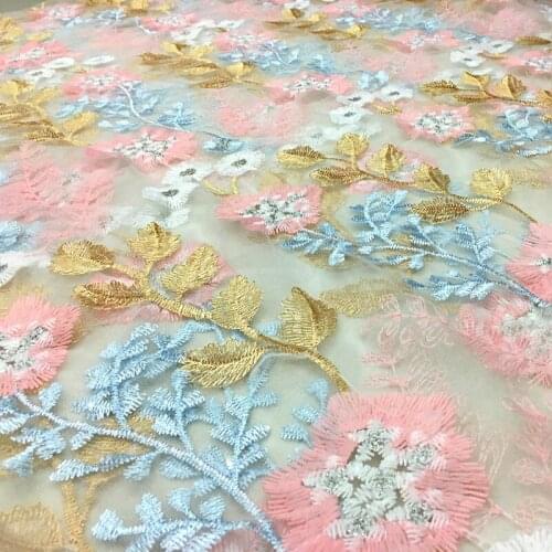 130*100CM colorful flowers lady children prom Dress Applique DIY Embroidered Lace Fabric Patch curtain table cover free shipping