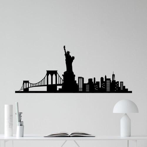 195x80CM New York Skyline Wall Sticker Decal Statue Liberty Vinyl Stickers Home Decor Living Room America Wallpaper for Wall C37