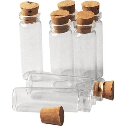 20Pcs 11X32Mm Tiny Mini Empty Clear Cork Glass Bottles Vials 2Ml