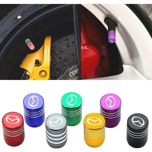 4pcs Car Wheel Tire Valves Tyre Air Caps Car Badge for Mazdas 5 6 323 626 RX8 7 MX3 MX5 Atenza Axela Car Accessories