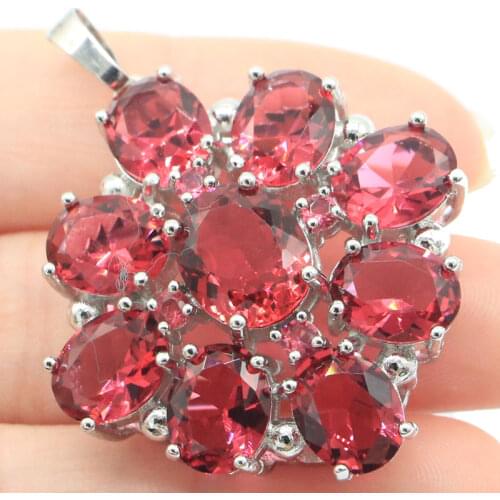44x30mm Big European Design Multi Color Garnet Aquamarine Citrine Green Peridot Dating 925 Sterling Silver Pendant Eye Catching