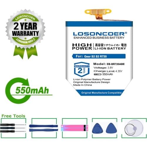 LOSONCOER Battery 450mAh EB-BR720ABE Battery For Samsung Gear S2 S2 Classic R720 Gear S2 Classic R732 BR720 Batteries
