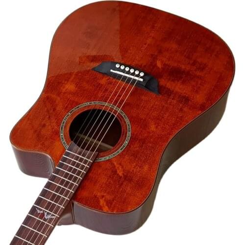 High gloss 41 inch acoustic guitar 6 string cutaway design 20 frets folk guitar rosewood back and side