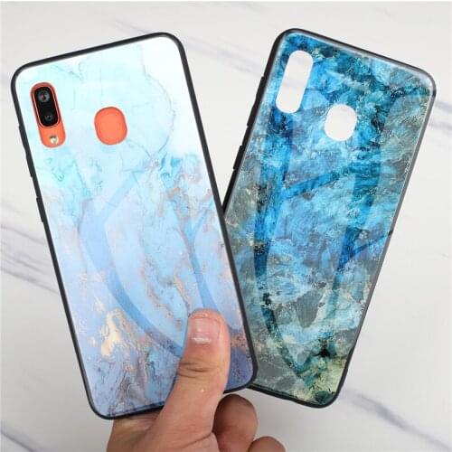 Case For Samsung Galaxy A10 A20 A30 A40S M30 A50 M10 M20 Chic Tempered glass + Silicone Cool Back case for samsung galaxy a40