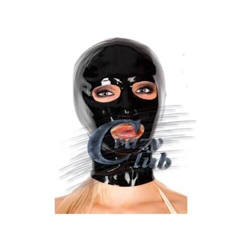 Crazy club_100% pure natural latex fetish handmade Solid Latex panelled Hood with Zip Latex fetish Zentai Mask Fast Delivery