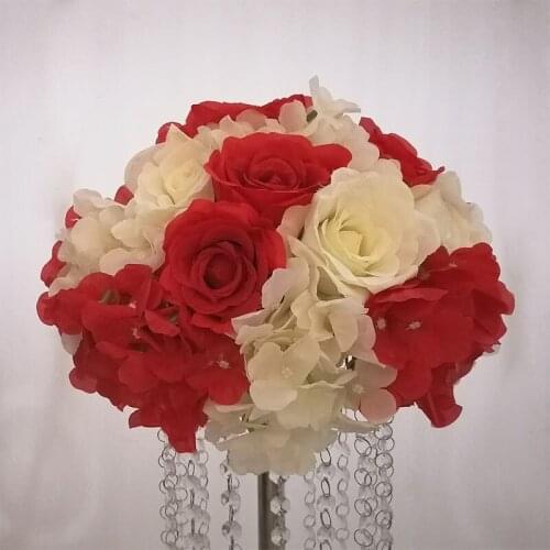 Colorful Artificial Silk Rose Flower Kissing Ball for Wedding Party Home Decoration Handmade Wedding flowers red Ball