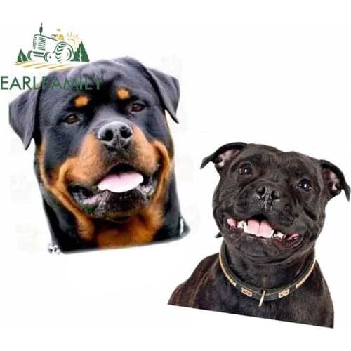 EARLFAMILY 13cm x 13cm for Rottweiler Dog Cartoon Oem Car Stickers Vinyl JDM Bumper Trunk Truck Graphics Waterproof Anime Decal