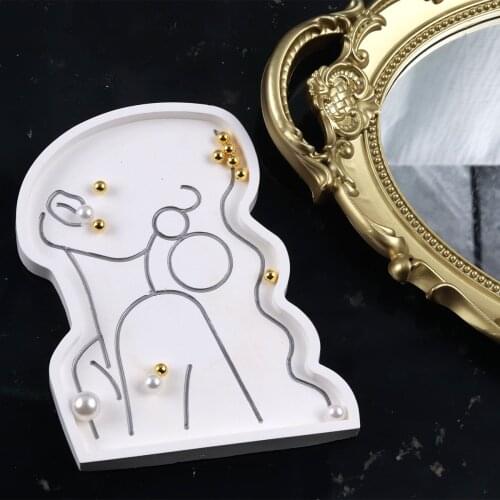 Girl Model Body Plate Tray Mold Polygon Epoxy Resin Casting Molds Plaster Mold DIY Craft Tool