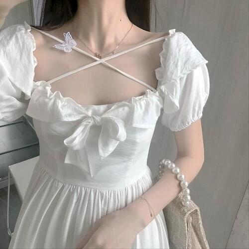 French retro sweet lolita dress vintage First Love dress Square Neck Bownot victorian dress kawaii girl gothic fairy loli cos