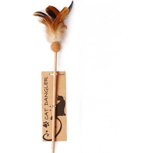 Pet Cat Toy w/ Bell & Cork Ball Cat Teaser Toys Cat Wand Catcher Toy Clean Teeth Play Cat Stick Cat Interactive Toy Supplies