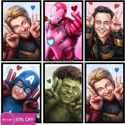 Iron Man Hulk Lovely Prints Classic Disney Superhero Wall Art Canvas Painting Anime Poster Pictures for Home Decor Marvel Movie