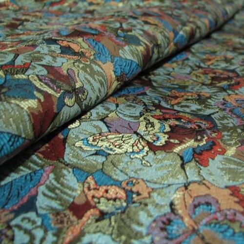Chinese Classics Butterfly fly cloud-pattern brocade jacquard Satin silk fabric DIY patchwork bag Book cover Doll hanfu clothes