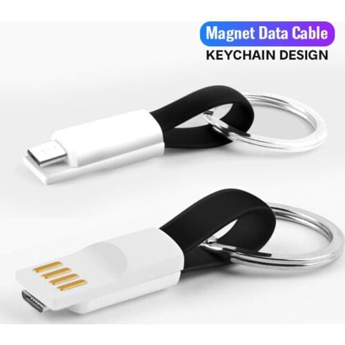 Short Magnetic Keychain Usb C Cable 8 Pin Micro Usb Cable 2 In 1 Protable Charging Data Cord Usbc For Iphone Samsung Xiaomi