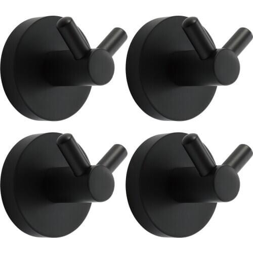 Robe Hooks Stainless Steel Black Hook On the Wall Bathroom Hanging Towel Rack Clothes Hook Bedroom Door Hooks HIDEEP