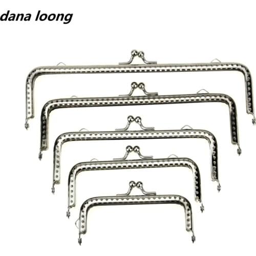 1 Piece Square Glossy Silver Basic Metal Purse Frame Kiss Clasp Lock DIY Bag Accessories 8.5/10.5/12.5/15.5/18 CM