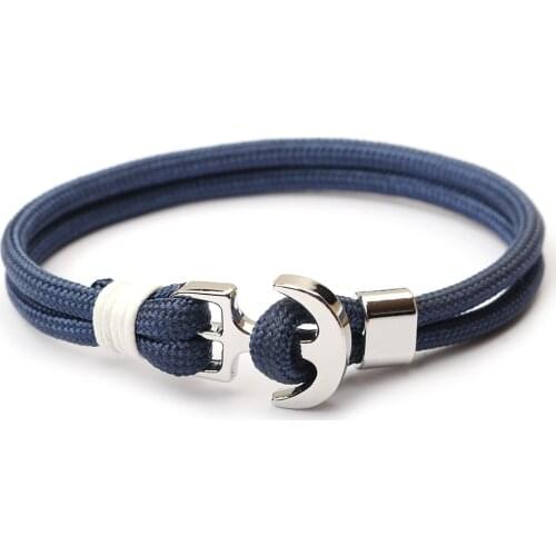 Hot Sell 1Pcs Multilaye Alloy Anchor Bracelet Charm Survival Rope Chain Fashion Jewelry Bracelets For Men and Women Best Gift