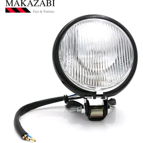 Retro 5" Motorcycle Headlight Amber Front Lamp Phare Moto Rond Noir FOR HONDA TOURING CHOPPER CUSTOM MOTORCYCLE HEADLIGHT