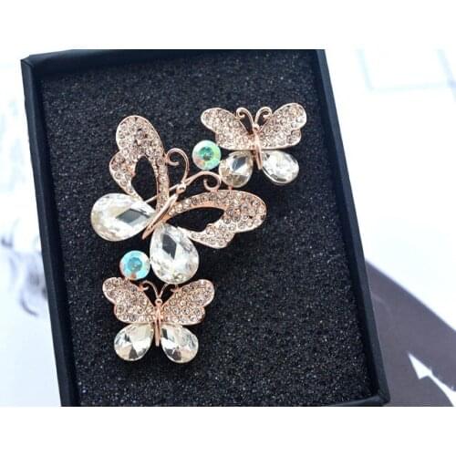 New European and American Alloy Brooch Crystal from Swarovskis Butterfly Crystal Zircon Brooch Fashion Jewelry Jewelry