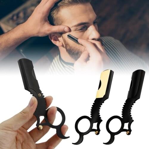 Barber Razor Haircut Beard Eyebrow Shaving Tool Manual Depilation Hairdresser Cutter Holder Oil Head Straight Edge Steel