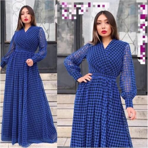 Women Maxi Dress V Neck Chiffon Summer Dress Long Sleeve African Long Vestido Abaya Kaftan Robe Marocaine Evening Gown