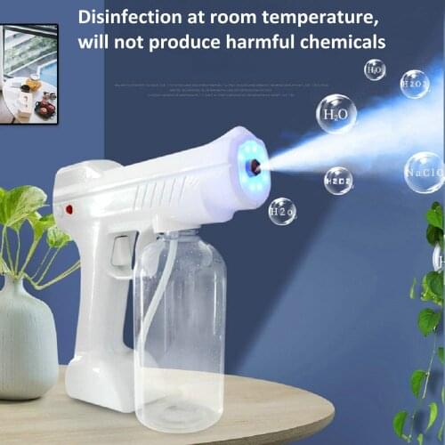 Portable Wireless Rechargeable NANO Blue Light Atomizer Handled Nano Atomization Sanitizer Spray Gun for Home Office School
