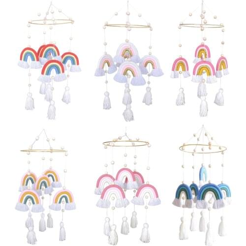 Multicolor Bell Hanging Cute Rainbow Tassel Nursery Decoration Rattles Crib Bed Dream Catcher Bedroom Decoration Bohemia Style