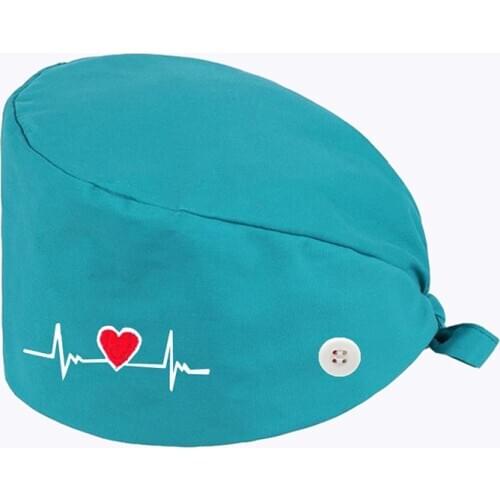 2020 New Heart Embroidery Nurse Hat For Women Men gorros quirurgic Salon Pharmacy Bonnet Caps Lab Pet Doctor Surgicals Cap