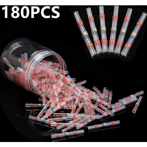 180Pcs AWG 22-18 Heat Shrink Soldering Sleeve Terminals Insulated Waterproof Butt Connectors Electrical Wire Soldered Terminals