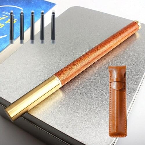 High quality vintage wood fountain pen luxury antique pens for writing school office drawing ink brass