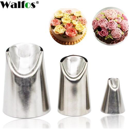 WALFOS 3 PCS Stainless Steel Nozzles Pastry Cream Cakes Decorating Tips Set Baking Tools Kitchen JH176