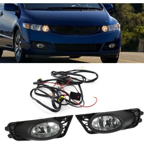 View Mirror Welcome Light Puddle Light for Honda Civic FA1 FA4 FA5 09-11 Front Driving Fog Light Lamp Clear Lens 1 Pair