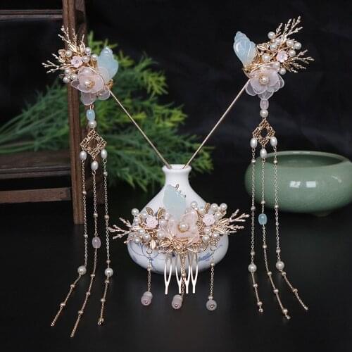 Tassels Hair Pin Womens wedding tiara Accessories Hair Comb Fashion Girls Step Shake Hairpin Set head piece
