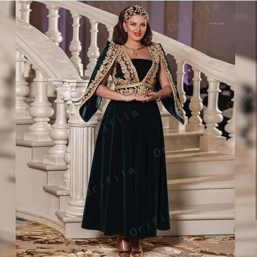 New Tunisian Vestidos De Novia Kosovo Albanian Caftan Evening Dresses Long Sleeves Applique Robe De Soirée De Mariage Prom Gowns