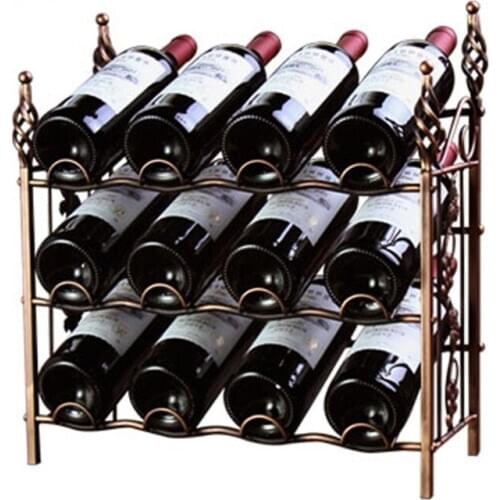 1 PCS EUROPEAN STYLE WINE RACK 12 BOTTLES OF WROUGHT IRON WINE RACK MULTIFUNCTIONAL RACK (WITHOUT BOTTLES AND CUPS) LU719423