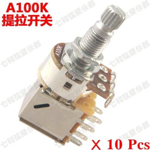 10 Pcs A100K Electric Guitar Bass Push Pull Switch Control Pot Potentiometer TLKG-A100K