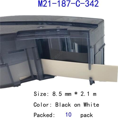 10 Pack bmp21 M21-187-C-342 Polyolefin maker Label Ribbon Black On White BMP21 PLUS Printer label maker label tape 8.5mm * 2.1 m