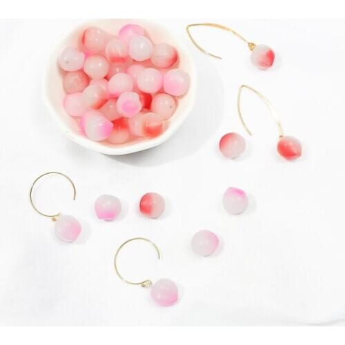2pcs Half Hole Peach Beads Multi Gradient Color Lampwork Glass Beads For DIY Earrings Necklace Jewelry Making Handicrafts