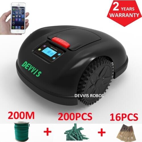 200m wire+200pcs pegs DEVVIS Water-Proofed Robot Lawn Mower E1600 with Brushless Moter,2600m2 Working Capacity,Schedule