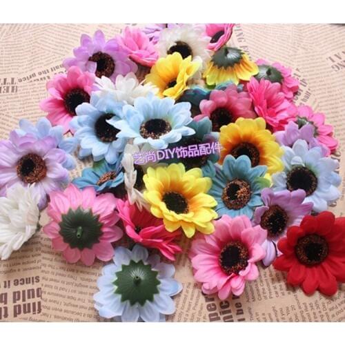 7CM/36PCS,High Quality Large gerbera daisies artificial silk sunflowers Heads,Wedding Party,Home Decorations,floral head wreath