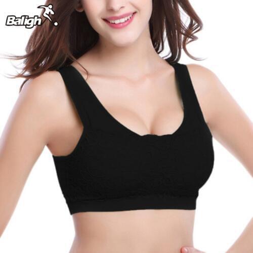 Balight Women Breathable Sports bra Wire Free Fitness Yoga Sports Top Nylon Top Female Black