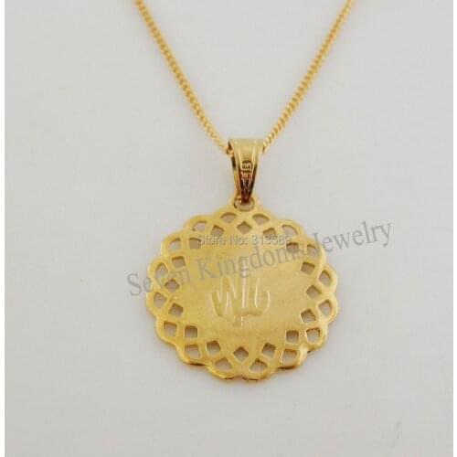 GREAT YELLOW GOLD GP 18" NECKLACE & MUSLIM ALLAH GOD MEKKA SYMBOL PENDANT/Great Money Maker