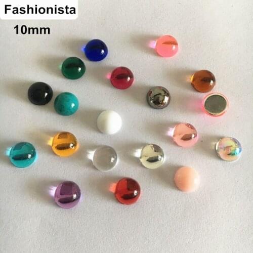 200 pcs 10mm Solid Color Flat Back Acrylic Cabochon Beads,Half Round Domed Cabs For Jewelry Making,Red,Green,Blue,Purple -WW